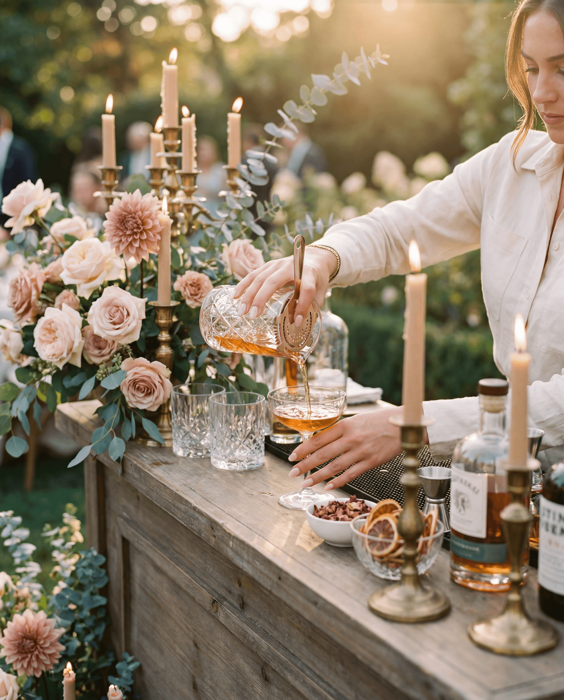 Bartender preparing a craft cocktail